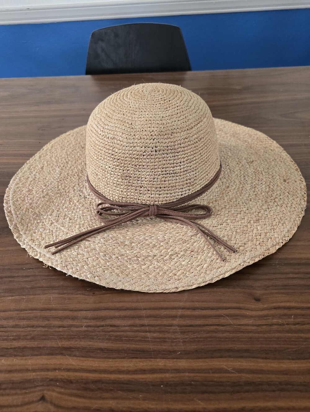 Straw Wide Brim Sun Hat with Brown Band - Women Accessories - Picture 4 of 6